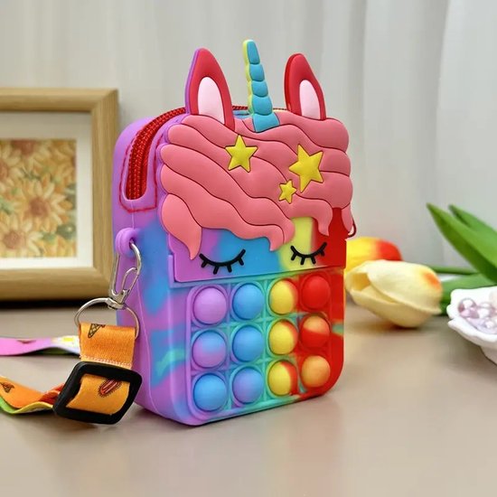 Sac banane Kinder pop it fidget - sac licorne couleurs arc-en-ciel