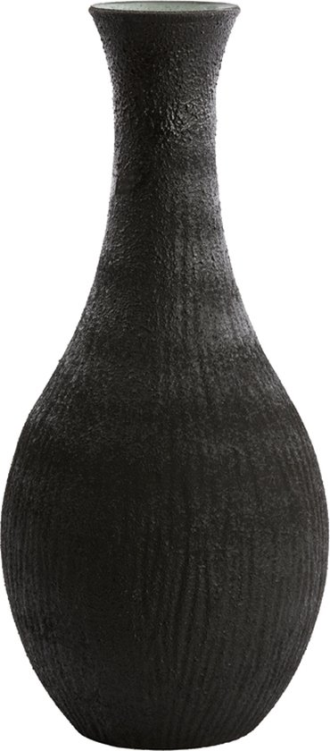 Light&living Vase Ø34x75 cm JUTHA texture verre noir mat