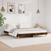 The Living Store Bedframe - Gerookt Eiken - Multiplex Lattenbodem - 203 x 123 x 20 cm - Duurzaam Materiaal - Stevige Ondersteuning - Montage Vereist