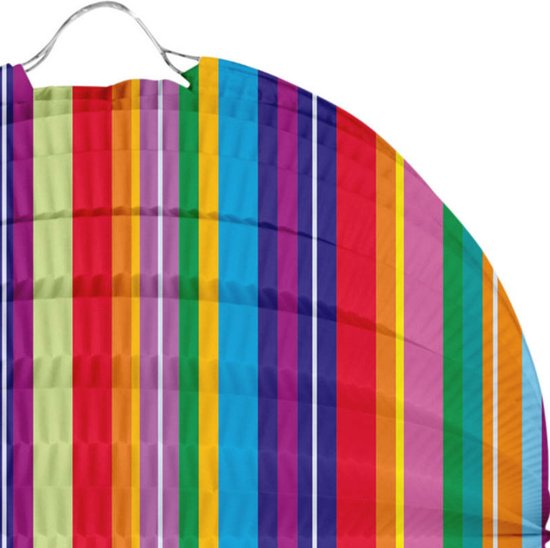 Folat Lampion strepen - 2x - 22 cm - multi kleuren - papier - Sint maarten/kinderfeestje lampionnen - Folat
