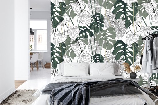 Fotobehang Monstera Bladeren - Vliesbehang - 450 x 300 cm