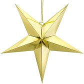 Kerstster decoratie gouden ster lampion 30 cm - Gouden kerststerren hangdecoratie 30 cm