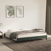 The Living Store Cadre de lit velours vert foncé 203x163x25 cm - avec sommier à lattes en contreplaqué - sans Matras