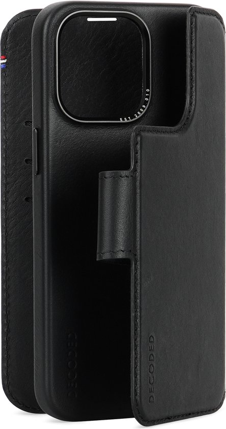 DECODED Detachable Wallet Case - iPhone 15 Pro Max - 2-in-1 Magnetisch Afneembaar Hoesje met Pasjeshouder - Hoogwaardig Europees Leer - Geschikt voor MagSafe - Black Zwart