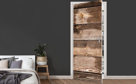 Sticker de porte Vintage - Bois - Planches - Marron - 85x205 cm - Poster de porte