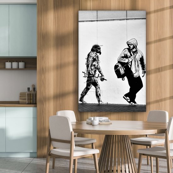 Peinture sur toile - Photo sur toile - Évolution - Illustration - Zwart - Wit - Humain - Décoration murale - 80x120 cm - Toile
