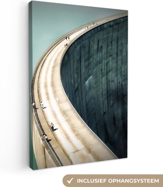 Canvas - Woondecoratie - Dam - Water - Architectuur - Landschap - 120x180 cm - Canvas doek - Schilderij