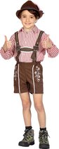 Wilbers & Wilbers - Boeren Tirol & Oktoberfest Kostuum - Rood Wit Geblokte Tiroler Blouse Jongen - Rood - Maat 116 - Bierfeest - Verkleedkleding
