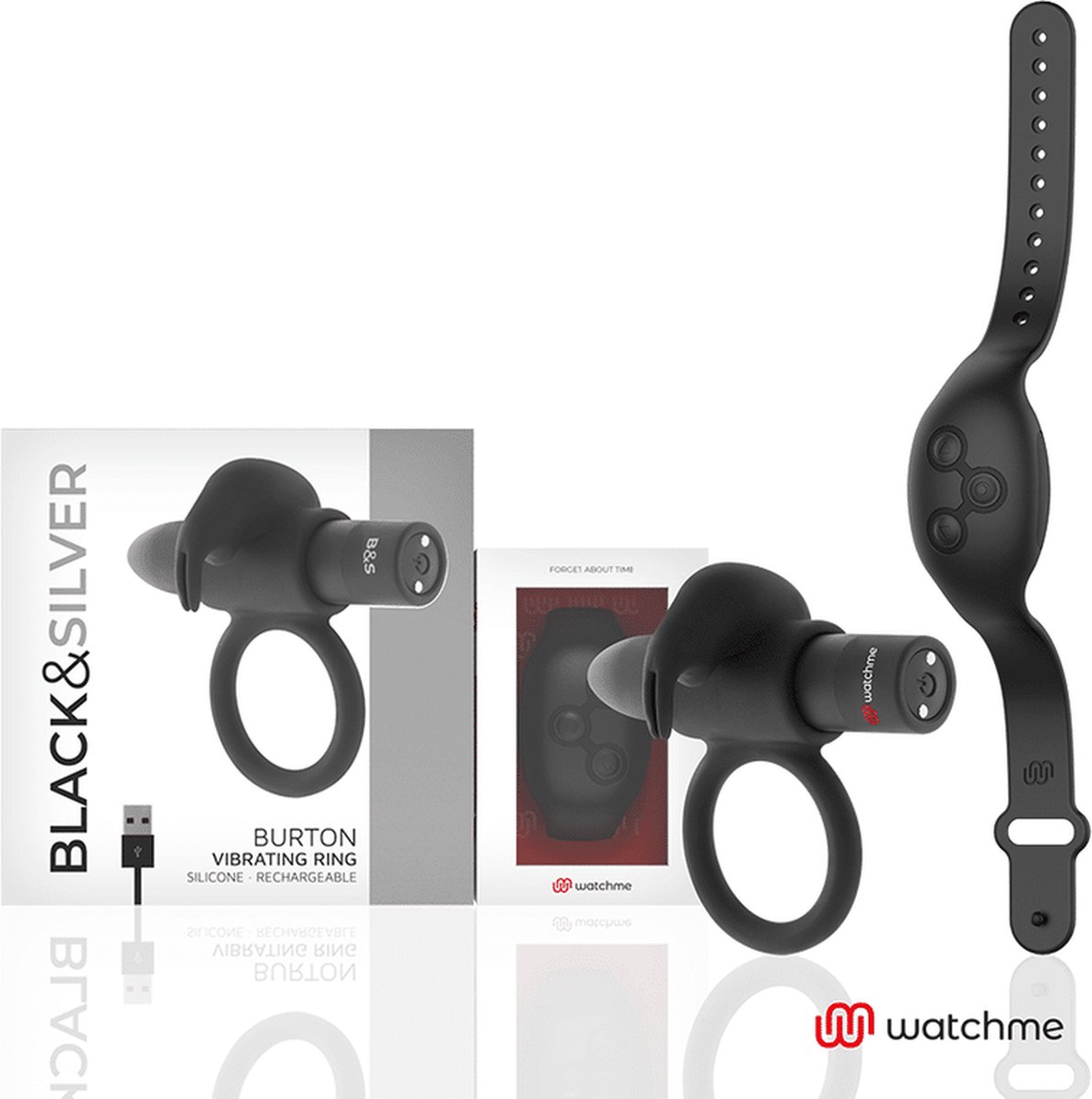 BLACK and SILVER | Black and silver Burton Remote Control Cockring Watchme