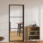 The Living Store Deur - Gehard Glas - 83 x 201.5 cm - Aluminum Frame - Zwart en Transparant