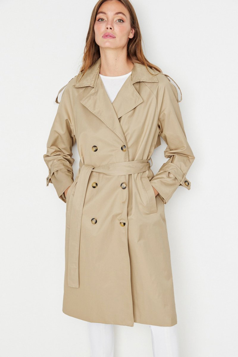 Trenchcoat met twee rijen knopen voor dames in Blauw