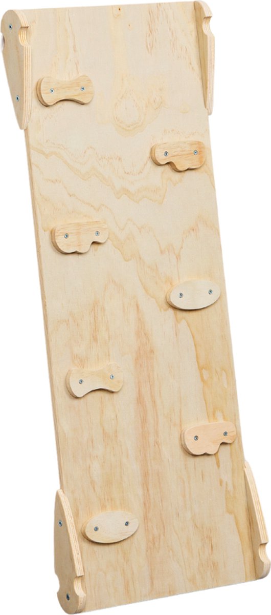 Buxibo XXL Klimrek - Opvouwbare Driehoek + Klimboog + Helling met Glijbaan - Montessori Meubels Houten Speelgym - Naturel - 210x83x81cm — afbeelding 4