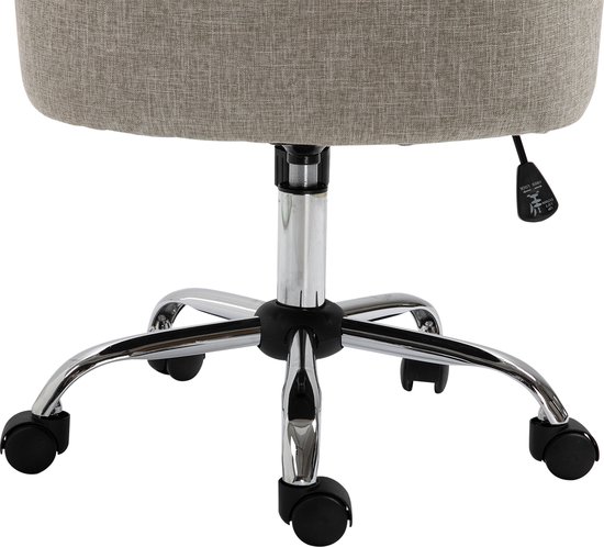 Bureaustoel Met Wielen Gestoffeerde Bureau Stoel In Kunstleer Met Oversized U-Vormige Zitting In Hoogte Verstelbaar Beige Bruin
