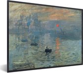 Fotolijst incl. Poster - De rijzende zon - Schilderij van Claude Monet - 80x60 cm - Posterlijst