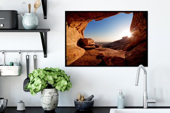 Fotolijst incl. Poster - Grot - Woestijn - Zon - Landschap - 60x40 cm - Posterlijst