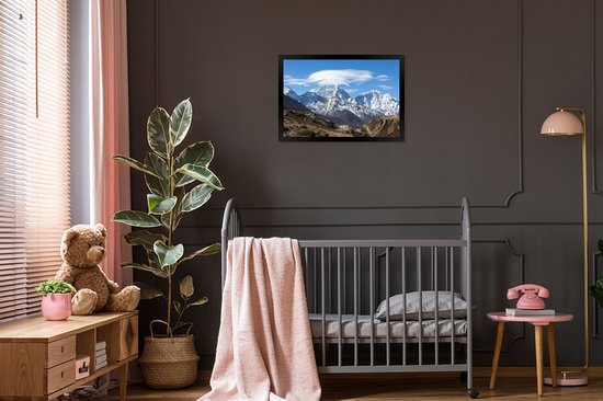 Affiche avec cadre Himalaya - Vue sur l' Himalaya - cadre photo noir - 60x40 cm - Affiche avec cadre