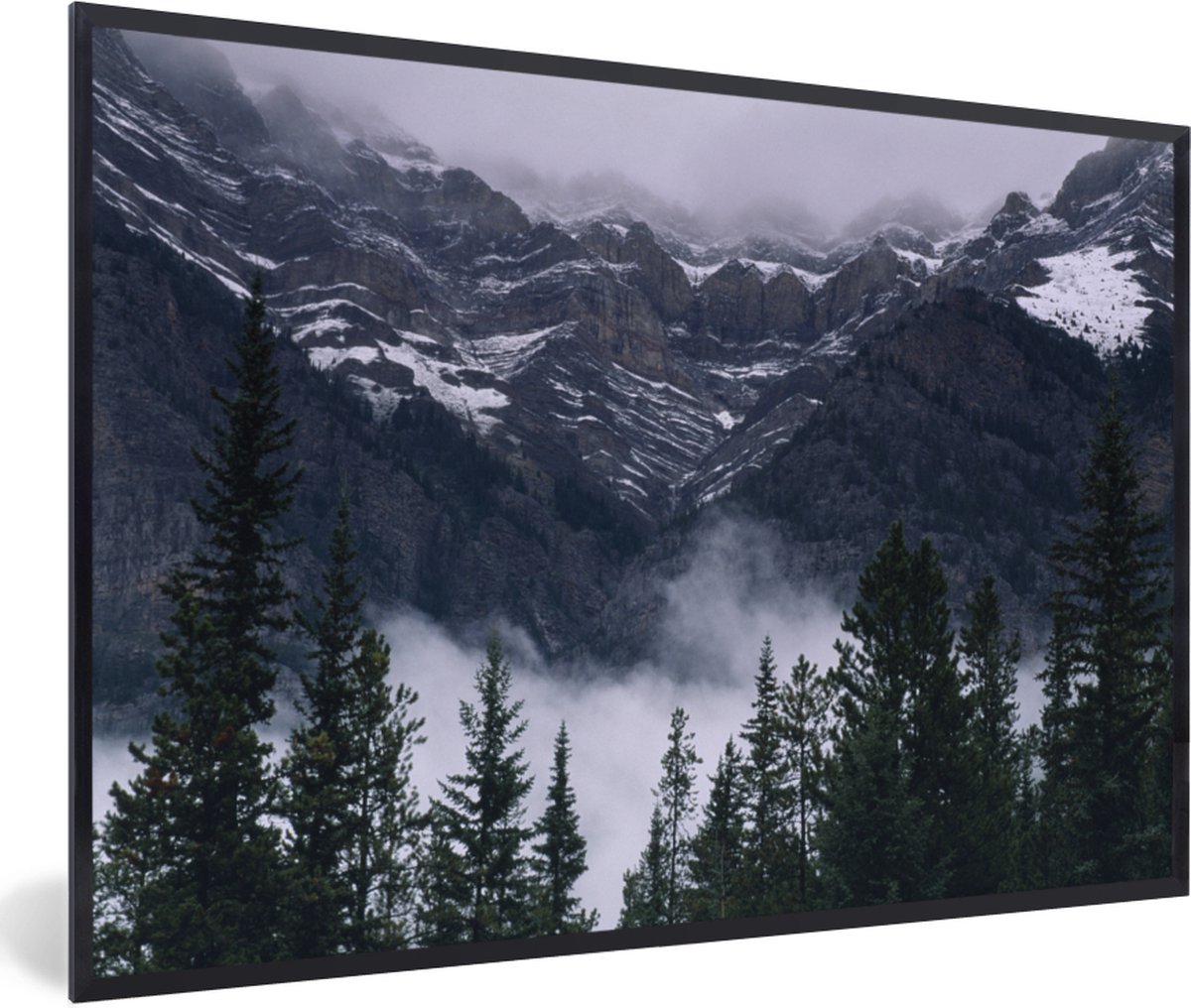 Fotolijst incl. Poster - Rocky Mountains eeuwige sneeuw - 60x40 cm - Posterlijst - Kerstmis Decoratie - Kerstversiering - Kerstdecoratie Woonkamer - Kerstversiering - Kerstdecoratie voor binnen - Kerstmis