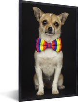 Fotolijst incl. Poster - Hond - Strik - Zwart - 80x120 cm - Posterlijst
