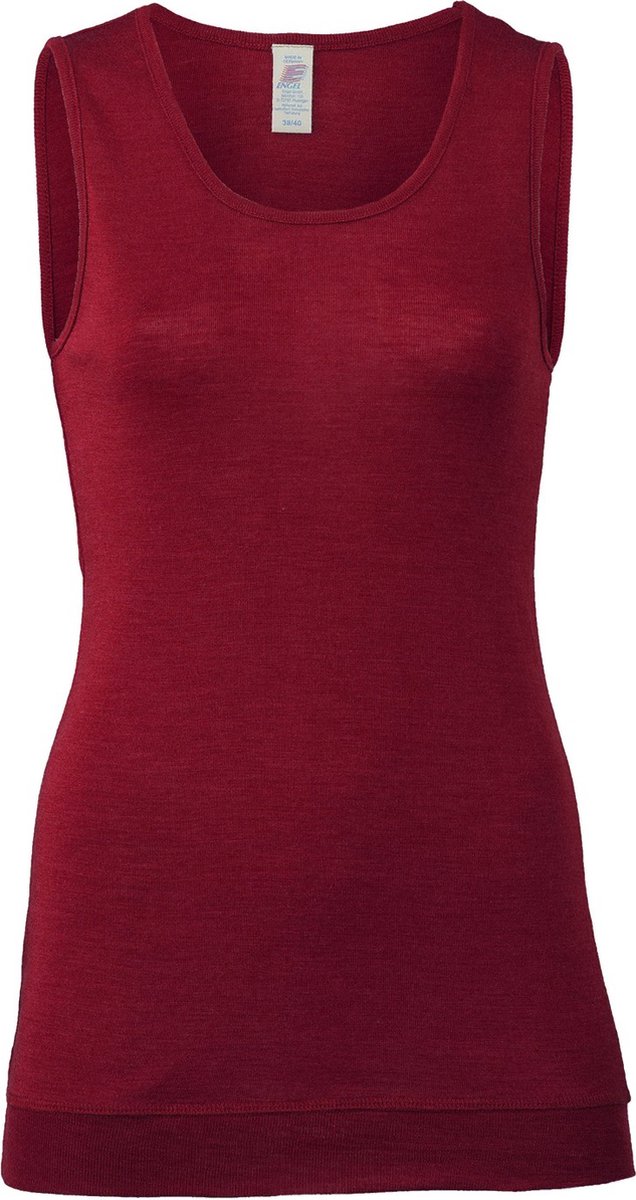Dames Longtop - Lang Hemd van Zijde en Merino Wol - GOTS - Engel Natur bordeauxrood 38/40m