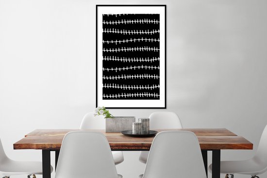 Motif de lignes horizontales à rayures verticales en noir et blanc 60x90 cm