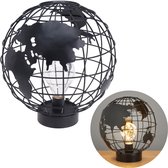 Cheqo® Luxe Wereldbol Tafellamp - Bedlamp - Wereldbol Lamp - Globe Lamp - Sfeerverlichting - ø25cm - 9 Led - Op Batterijen