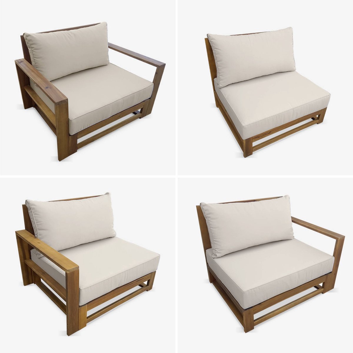 sweeek - Tuinset van hout voor 5 personen - mendoza - bank, fauteuils en salontafel van acacia, 6 modulaire elementen, design – foto 6