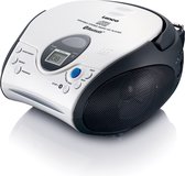 Lenco SCD-24BT WHBK - Draagbare CD-speler met FM radio en Bluetooth - Wit-Zwart