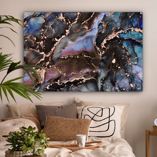 Toile Peinture Marbre - Goud - Rosé - 140x90 cm - Décoration murale