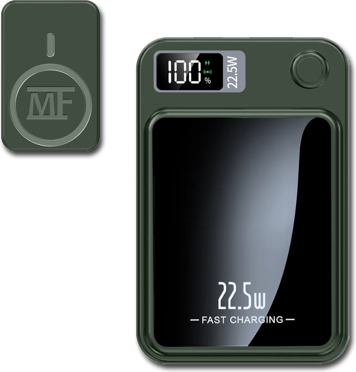 MultiFlient - PowerBank - MagSafe - Draadloze Oplader - Fast Charging - Groen - Draagbaar - Iphone - 10000 mAh - 22,5 Watt-Magnetisch & Draadloos – Voor iPhone 12/13/14