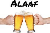 Bier Glazen Bierpull Alaaf Tekst Full Color Strijk Applicatie Large 25 cm / 15.7 cm / Geel Wit Zwart