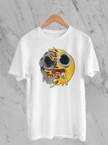 Feel Free - Halloween T-Shirt - Smiley: Kwijlend gezicht - Maat XL - Kleur Wit