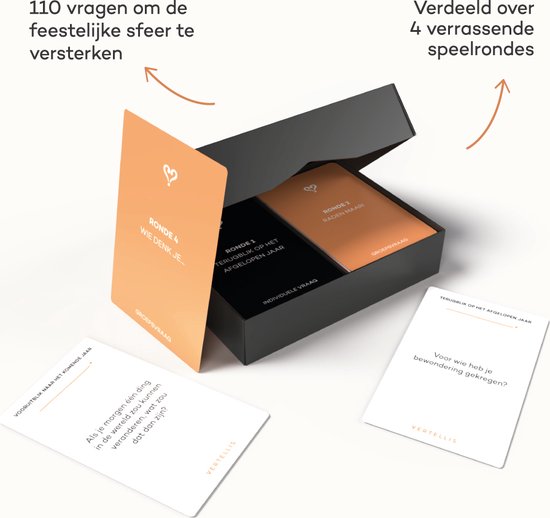 Vertellis Vragenspel Feestdagen-editie XL - Perfect Kerstcadeau - Gespreksstarters voor kerst
