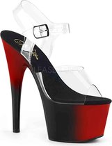 Pleaser Sandaal met enkelband, Paaldans schoenen -35 Shoes- ADORE-708BR Paaldans schoenen Zwart/Rood