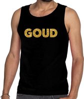 Gouden tekst glitter tanktop / mouwloos shirt zwart heren M