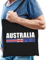 Katoenen Australie supporter tasje Australia zwart - 10 liter - Australische supporter cadeautas