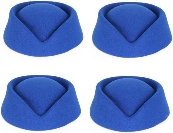Productiviteit Vergissing Tochi boom 4x Blauwe stewardess hoedjes voor dames - Verkleedhoeden/Carnavalshoeden  verkleed... | bol.com