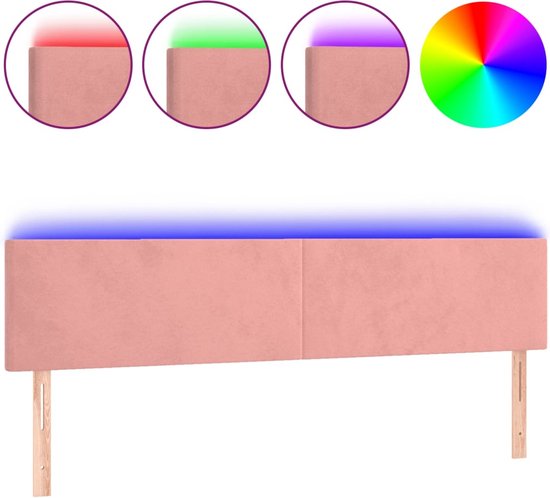 vidaXL-Hoofdbord-LED-180x5x78/88-cm-fluweel-roze