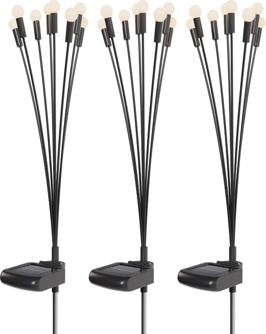 PATIOPIA Firefly Tuinverlichting op zonne-energie, 8 stuks, gloeiwormen, tuinverlichting met 10 leds, waterdicht, muticolor Firefly solarlicht voor buiten, terras, binnenplaats, pad, tuinkunst