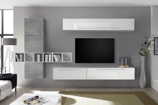 Benvenuto Design Bex TV-wandmeubel 18 Wit / Beton