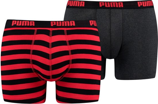 Puma - Stripe 1515 Boxer 2P - Ondergoed Heren - S - Rood