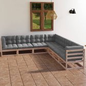 The Living Store Loungeset - Grenenhout - Grijs - 70x70x67 cm - Inclusief kussens
