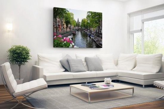 Toile d' Amsterdam canal d' été à Amsterdam toile 30x20 cm - petit - impression photo sur toile peinture Décoration murale salon / chambre à coucher) / Villes Peintures Toile