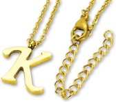 Amanto Ketting Letter K Gold - 316L Staal PVD - Alfabet - 16x14mm - 50cm