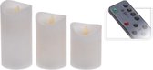 Set van 3 witte led kaarsen met afstandsbediening - LED stompkaarsen