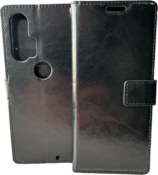 Portemonnee Book Case Hoesje + 2x Screenprotector Glas Geschikt voor: Motorola Edge Plus - zwart