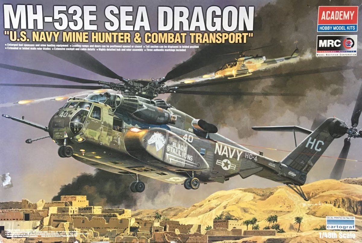 Academy Modelbouwpakket Militaire voertuigen - 12703 MH-53E Sea - U.S. Navy Mine Hunter - Combat Transport Plastic - 1:48 - Modelbouw