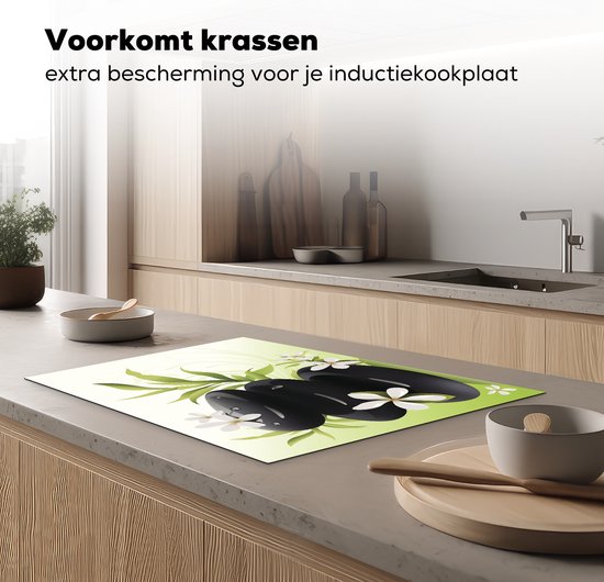 KitchenYeah® Inductie beschermer 78x52 cm - Opgestapelde zen stenen - Kookplaataccessoires - Afdekplaat voor kookplaat - Inductiebeschermer - Inductiemat - Inductieplaat mat