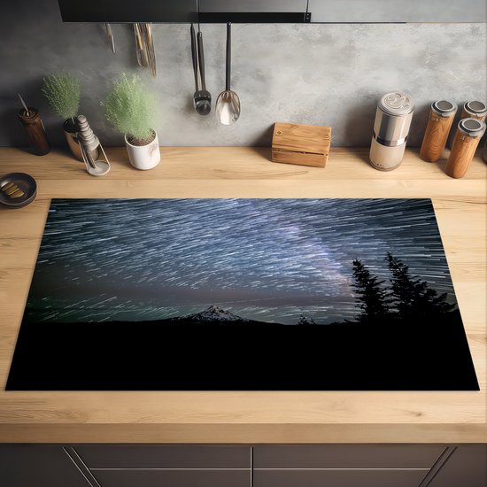 KitchenYeah® Inductie beschermer 91.2x52 cm - Sterrenhemel - Bos - Sporen - Kookplaataccessoires - Afdekplaat voor kookplaat - Inductiebeschermer - Inductiemat - Inductieplaat mat