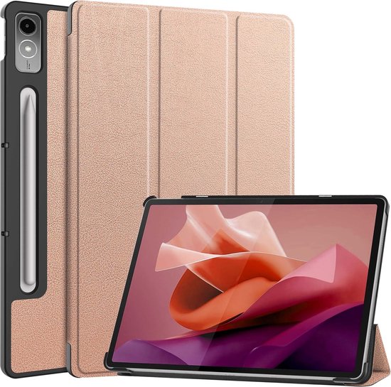 Étui adapté pour Lenovo Tab P12, étui pour tablette à trois volets avec découpe, adapté pour Lenovo Pen avec protecteur d'écran - Étui adapté pour Lenovo Tab P12, étui à Hardcover, Bookcase - Or rose
