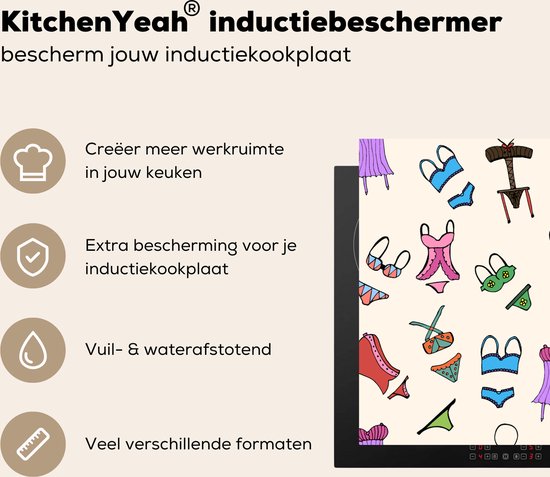 KitchenYeah® Inductie beschermer 76x51.5 cm - Lingerie - Ondergoed - Patroon - Kookplaataccessoires - Afdekplaat voor kookplaat - Inductiebeschermer - Inductiemat - Inductieplaat mat
